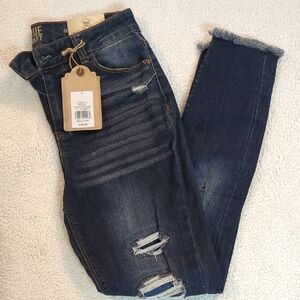 True Craft Dark Blue Distressed Jeans NWT